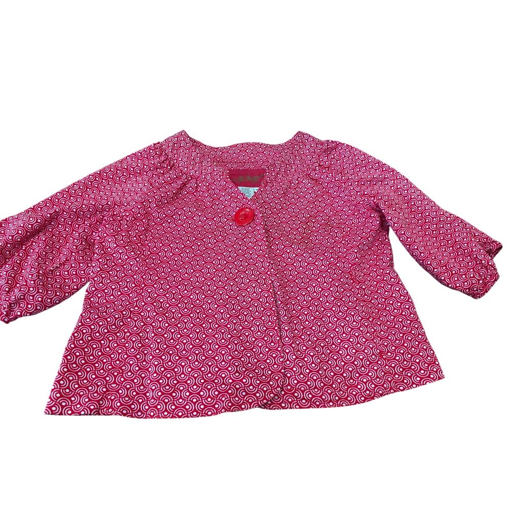 LAL “Live a Little” retro red & white patterned swing cropped jacket blazer Med - Picture 2 of 7